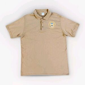 United States Army Mens Large Tan Polo Shirt Embroidered Logo Cotton Blend